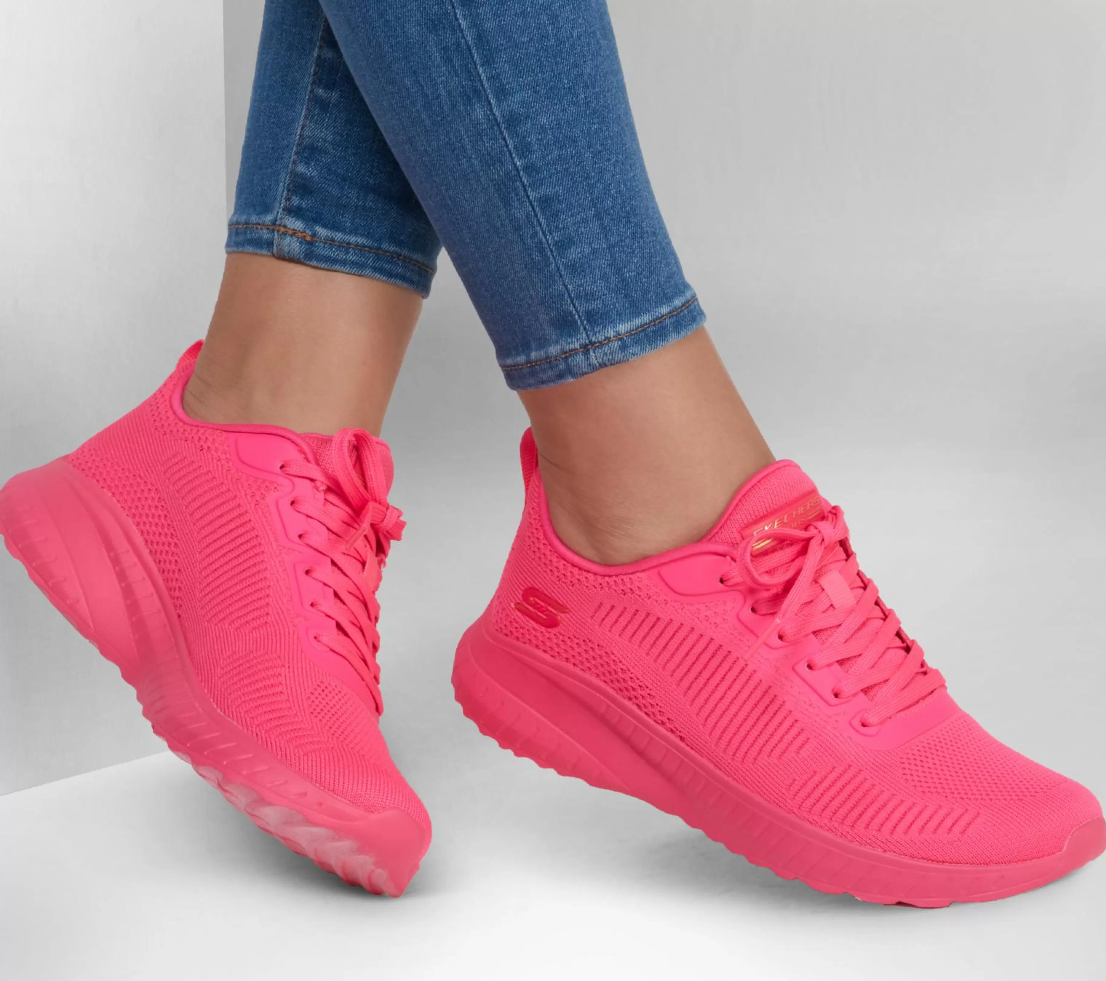 Sapatilhas Casuais | Com Atacadores | SKECHERS Bobs Sport Squad Chaos - Cool Rythms ROSA NEON