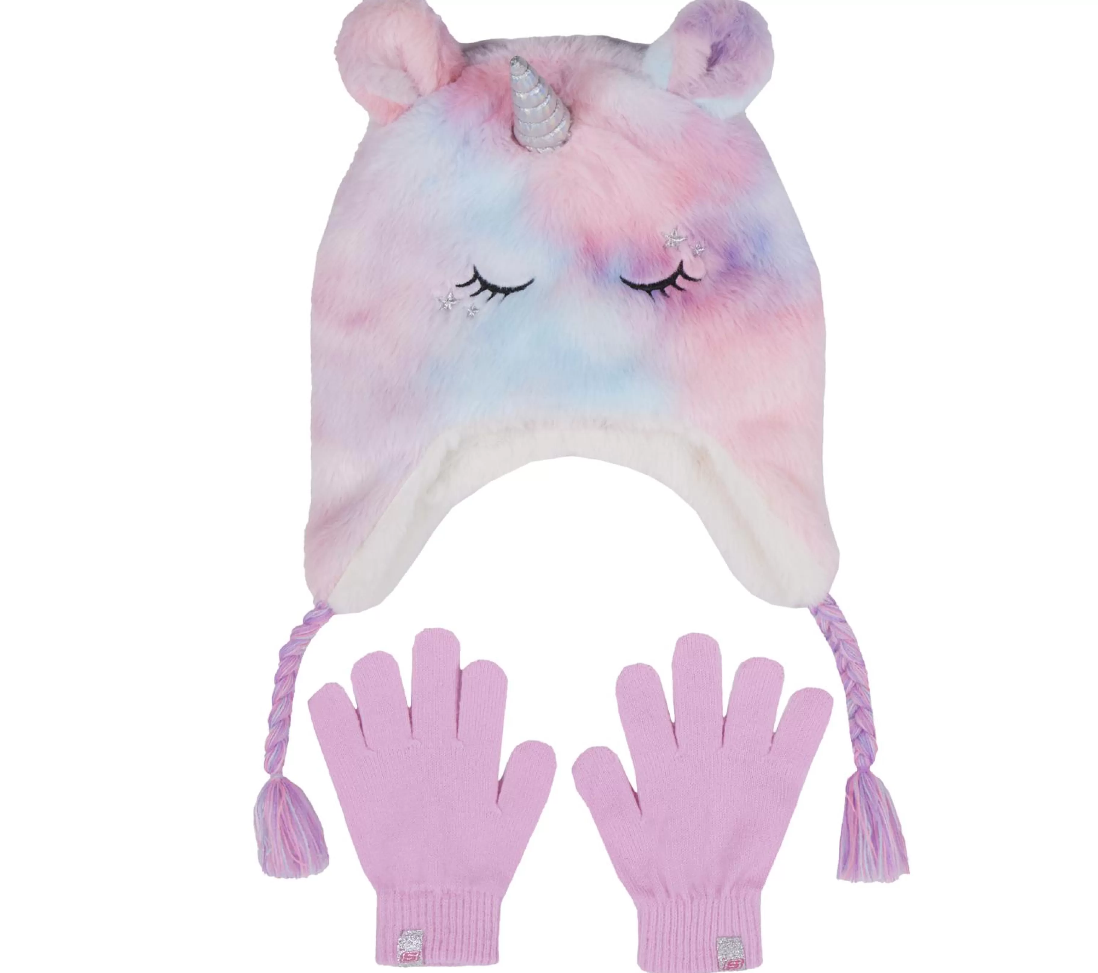 Equipamento Para O Frio | Acessórios Para A Cabeça | SKECHERS Cold Weather Plush Tie-Dye Unicorn Hat Set MULTICOR