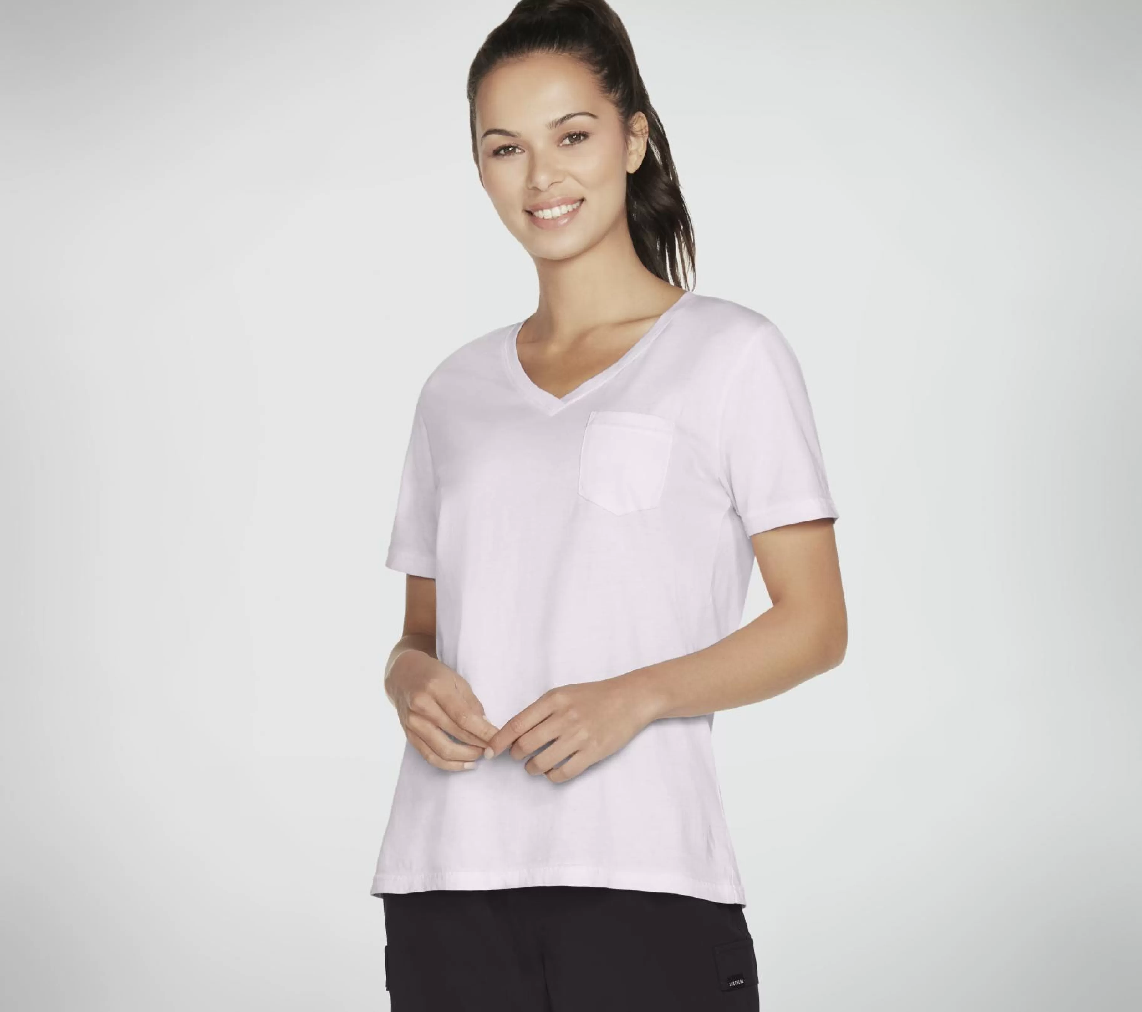 Partes De Cima | Partes De Cima | SKECHERS Diamond Wash Hatha V-Neck Pocket Tee ROXO / LAVANDA