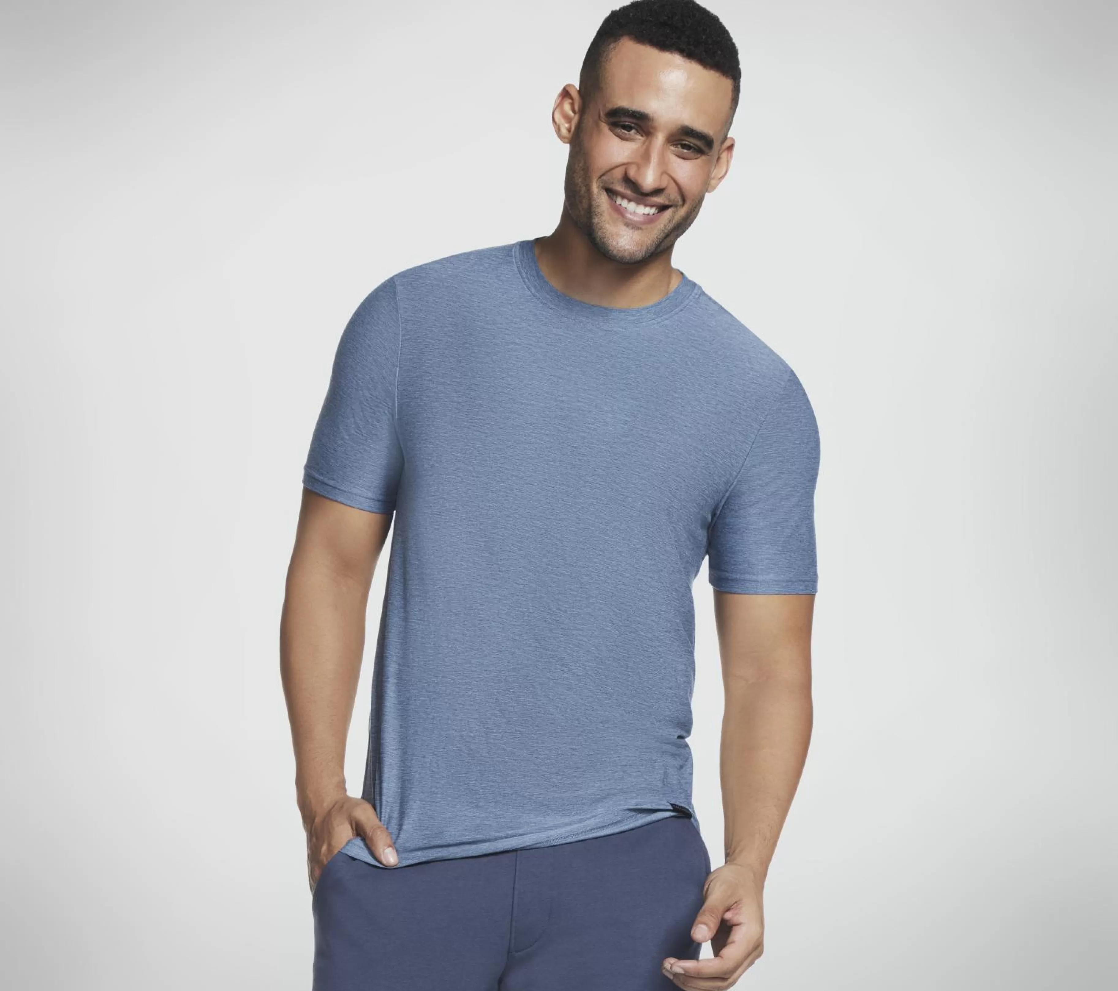 Partes De Cima | Partes De Cima | SKECHERS GO DRI All Day Tee AZUL / CINZENTO