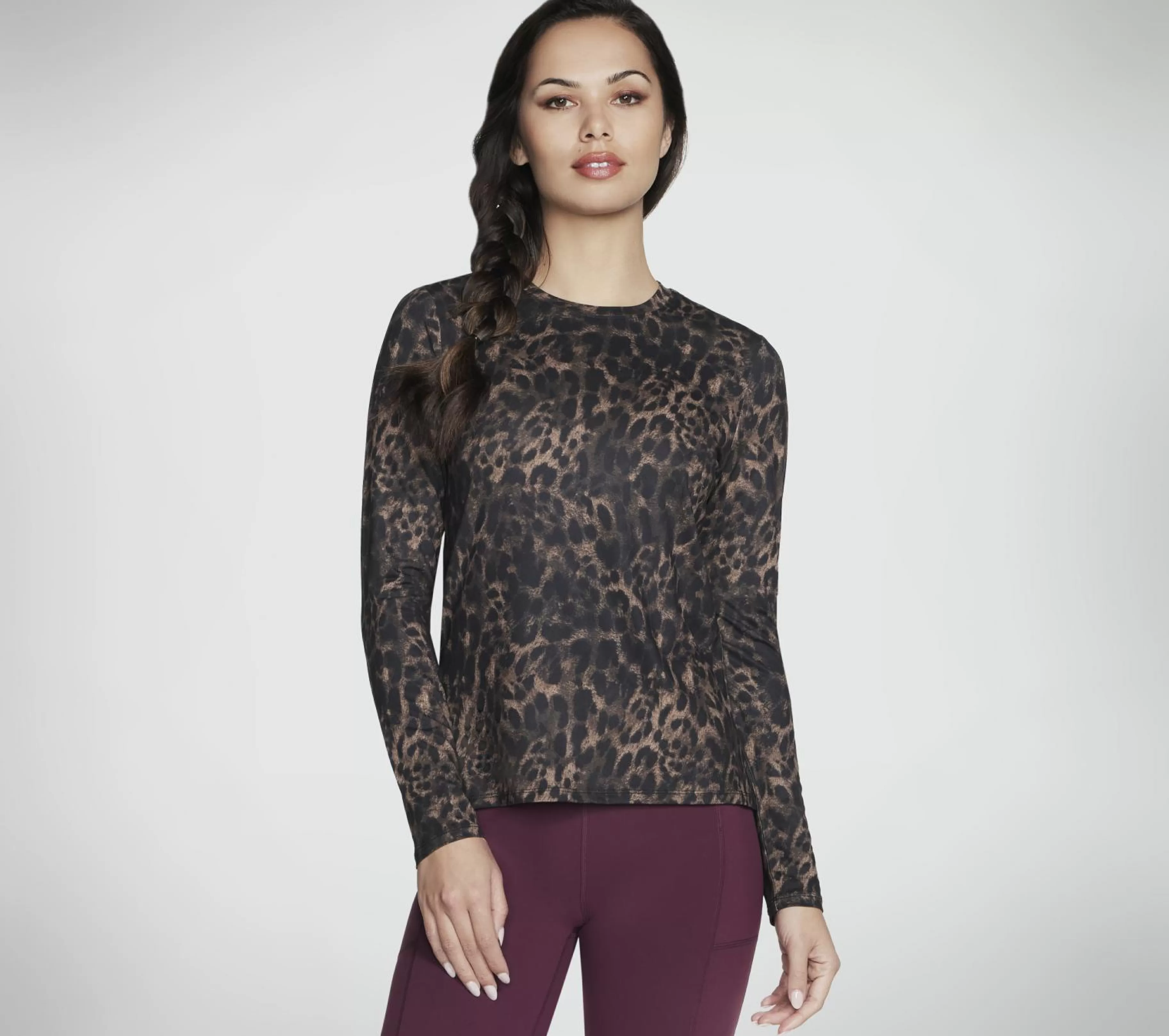 Partes De Cima | Partes De Cima | SKECHERS GO DRI Serene Cheetah Long Sleeve NATURAL / TAUPE