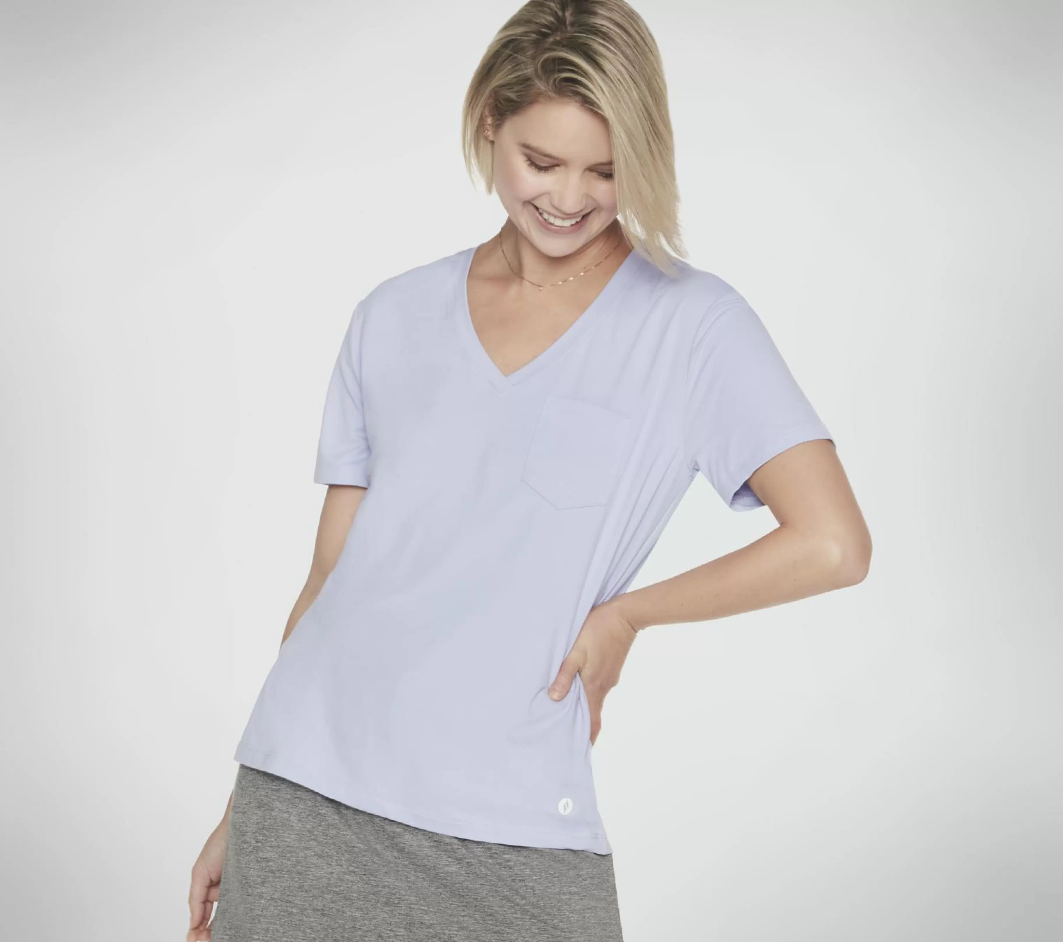 Partes De Cima | Partes De Cima | SKECHERS GO DRI SERENE V-Neck Tee ROXO / VIOLETA