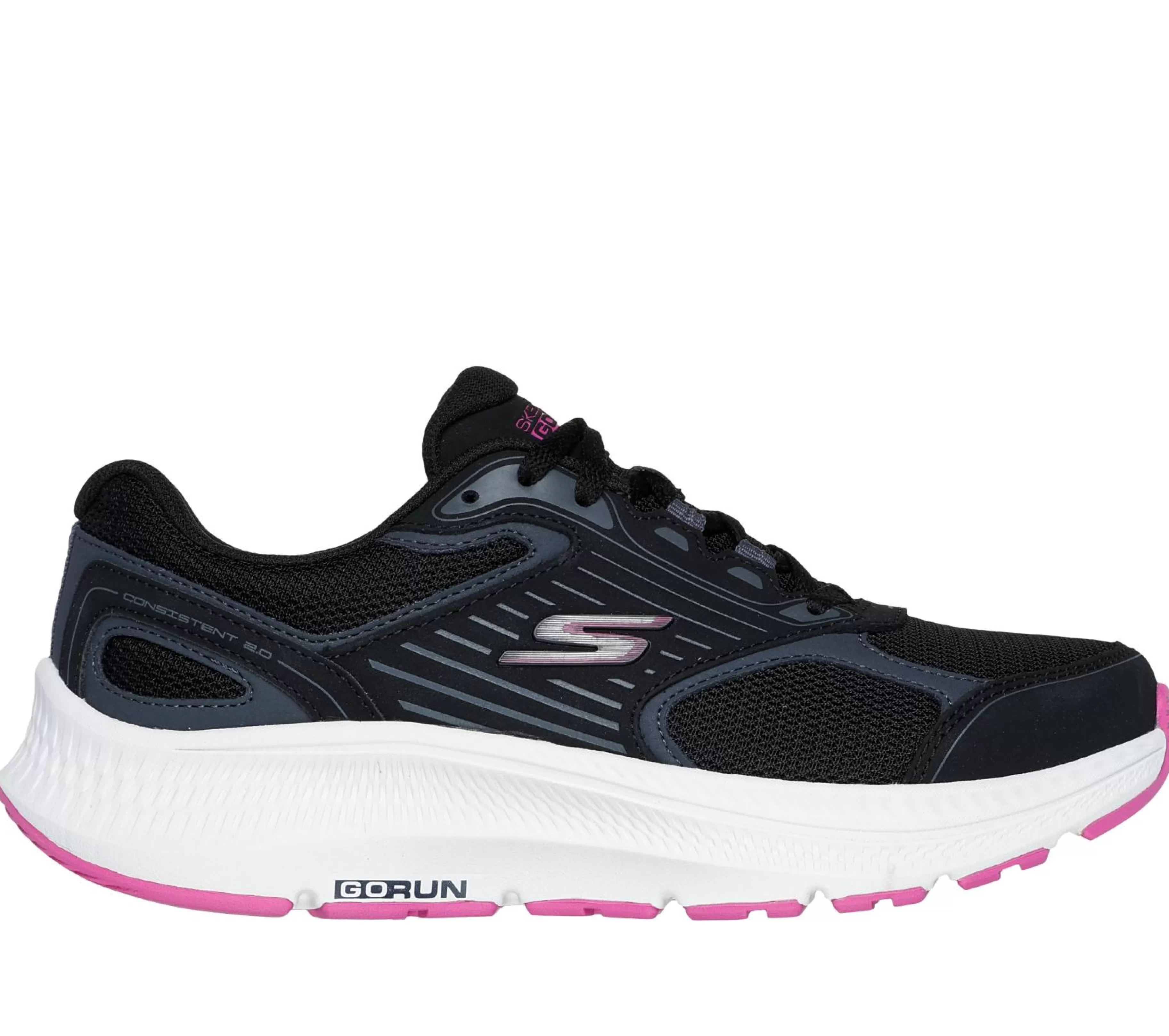 Com Atacadores | SKECHERS GO RUN Consistent 2.0 - Advantage PRETO / FUCSIA