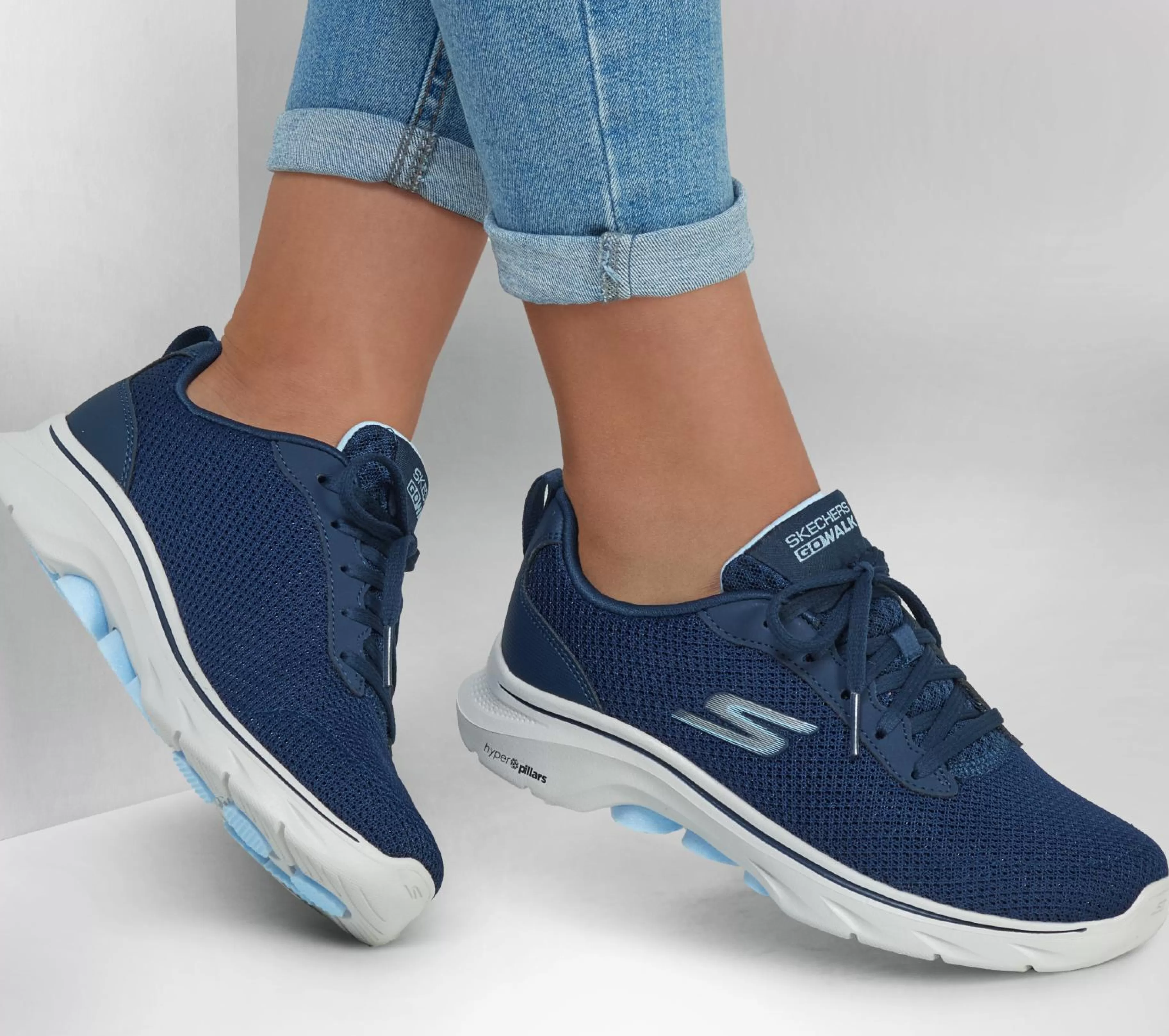 Com Atacadores | Sapatilhas | SKECHERS GO WALK 7 - Clear Path NAVY / AZUL CLARO