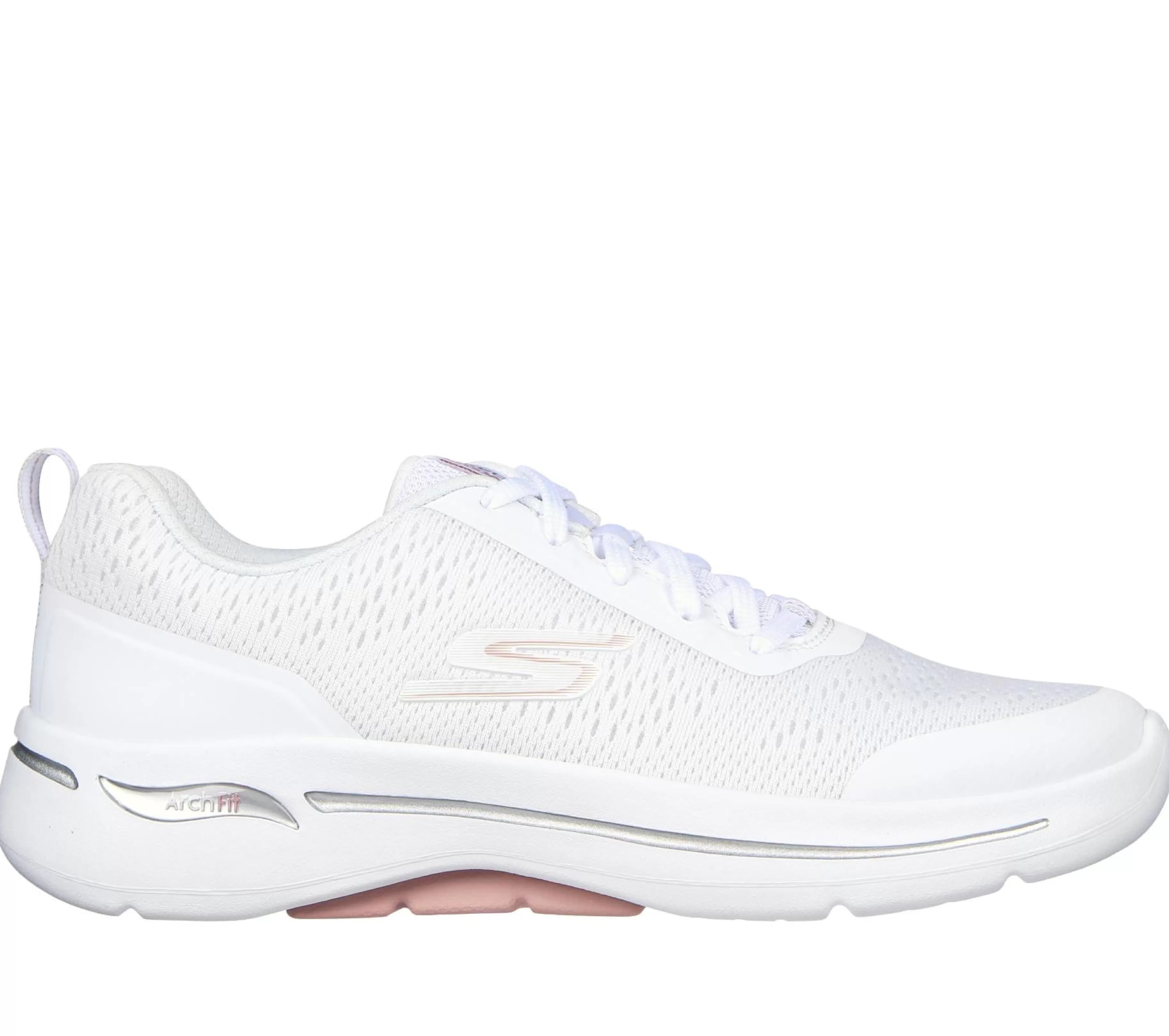 Com Atacadores | Sapatilhas | SKECHERS GO WALK Arch Fit - Uptown Summer BRANCO / ROSA CLARO