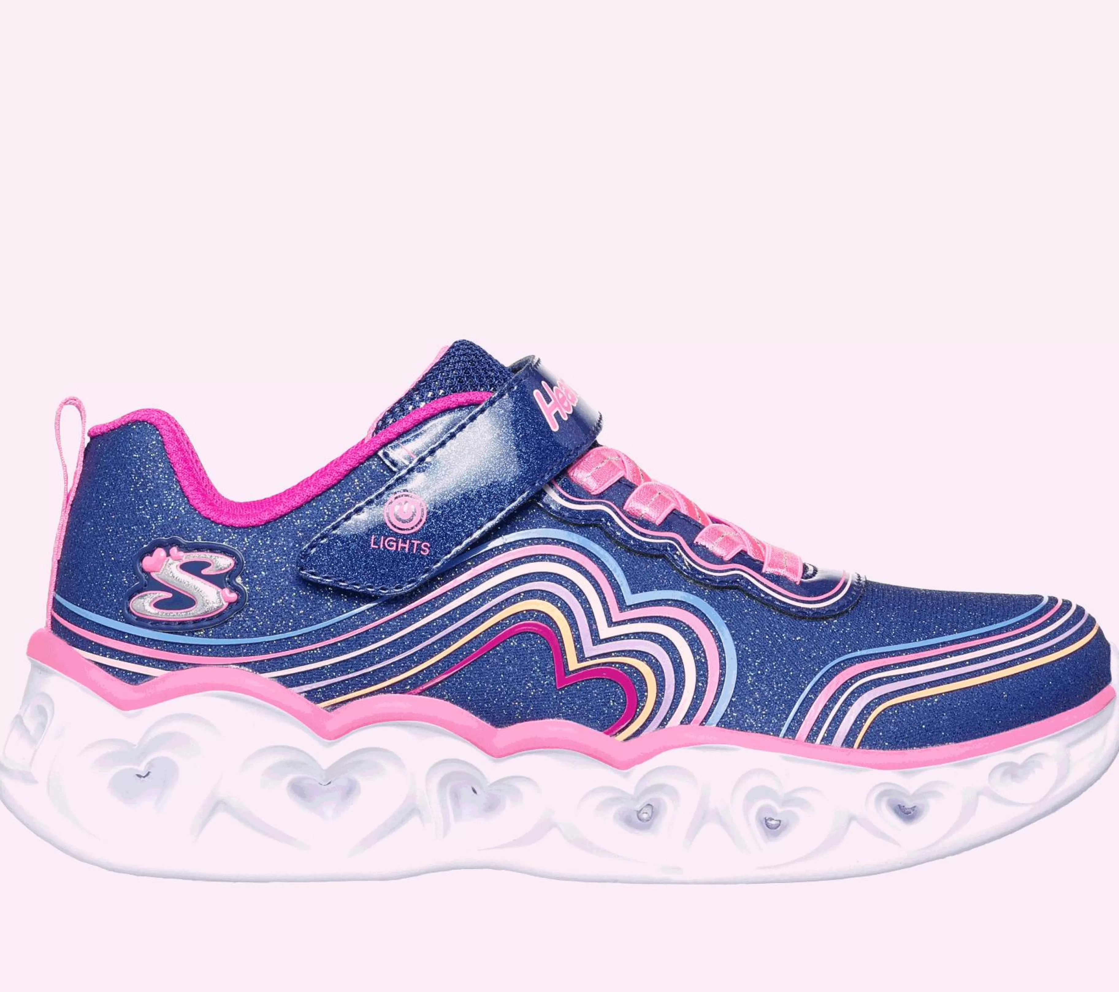 Calçado Sem Atacadores | Luzes | SKECHERS Heart Lights - Retro Hearts NAVY / MULTICOR