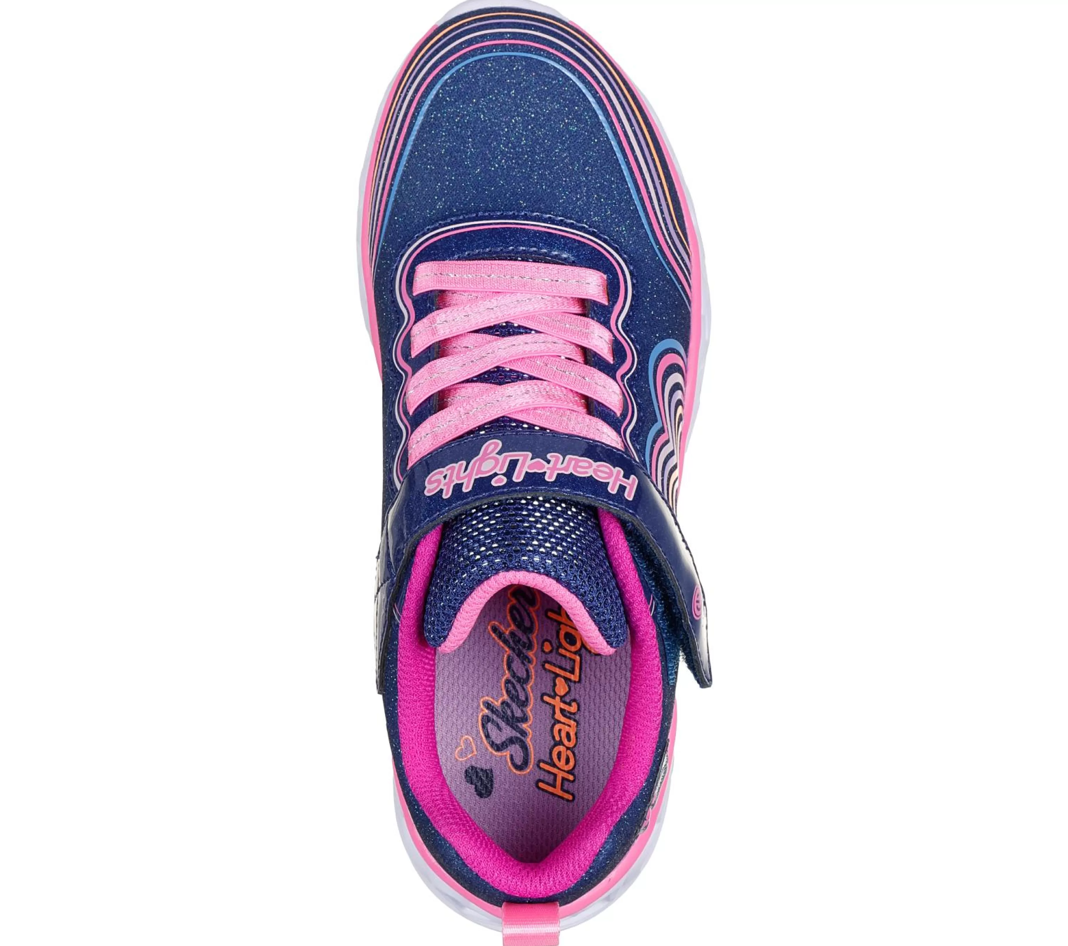 Calçado Sem Atacadores | Luzes | SKECHERS Heart Lights - Retro Hearts NAVY / MULTICOR