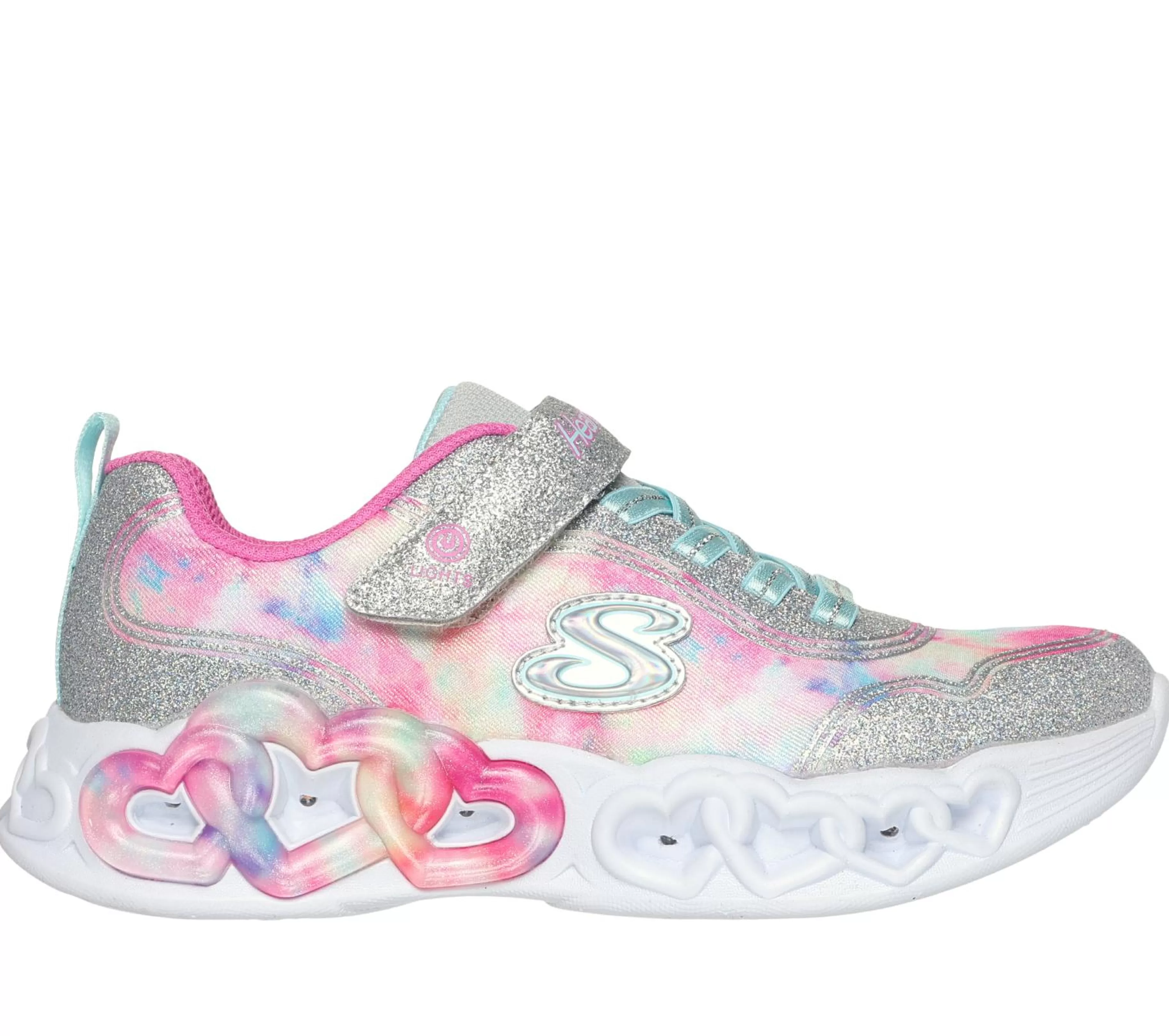 Luzes | Sapatilhas | SKECHERS Infinite Heart Lights - Color Lovin PRATEADO / MULTICOR