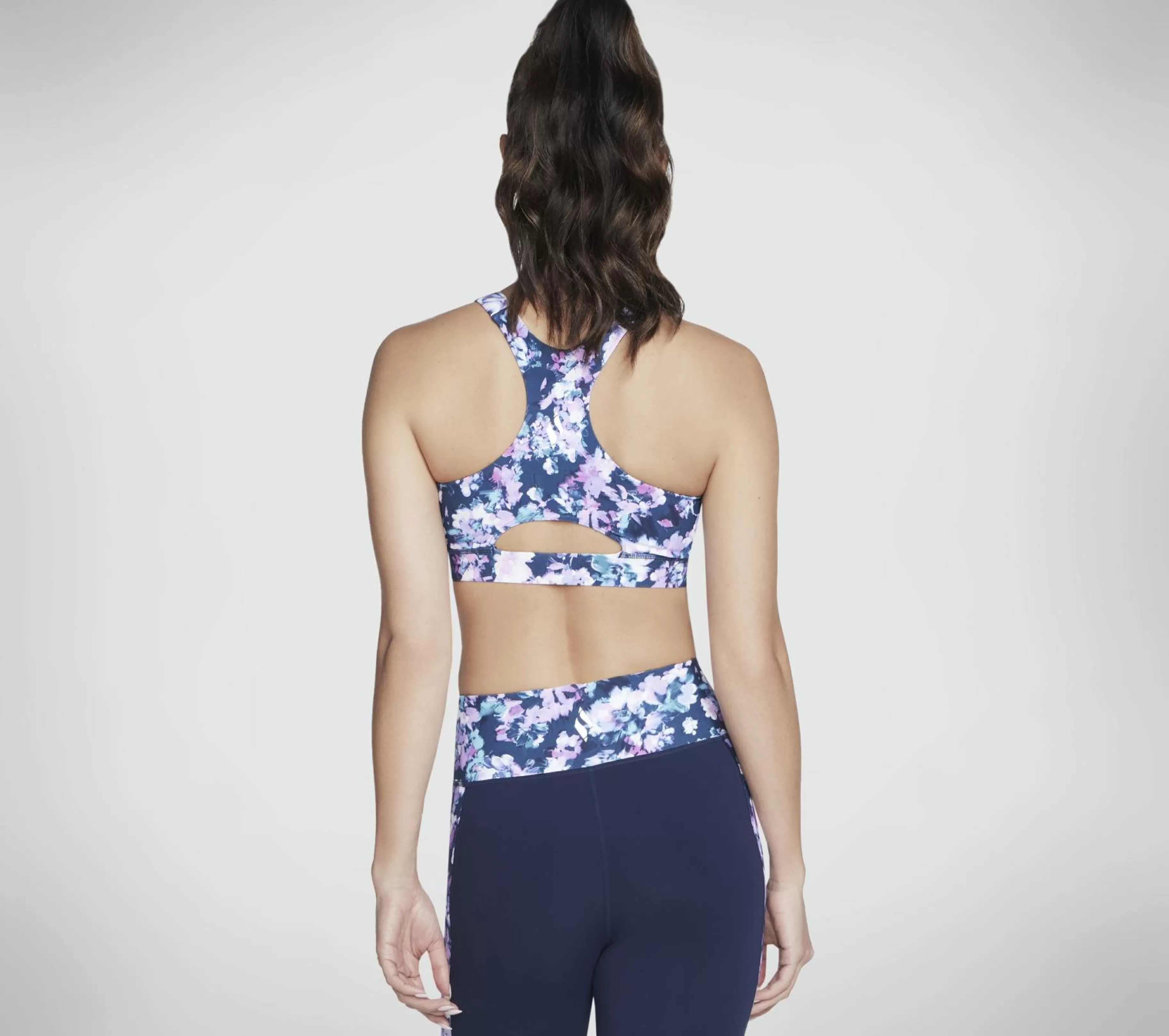 Partes De Cima | Partes De Cima | SKECHERS Misty Floral Zip-Front Bra AZUL / LAVANDA