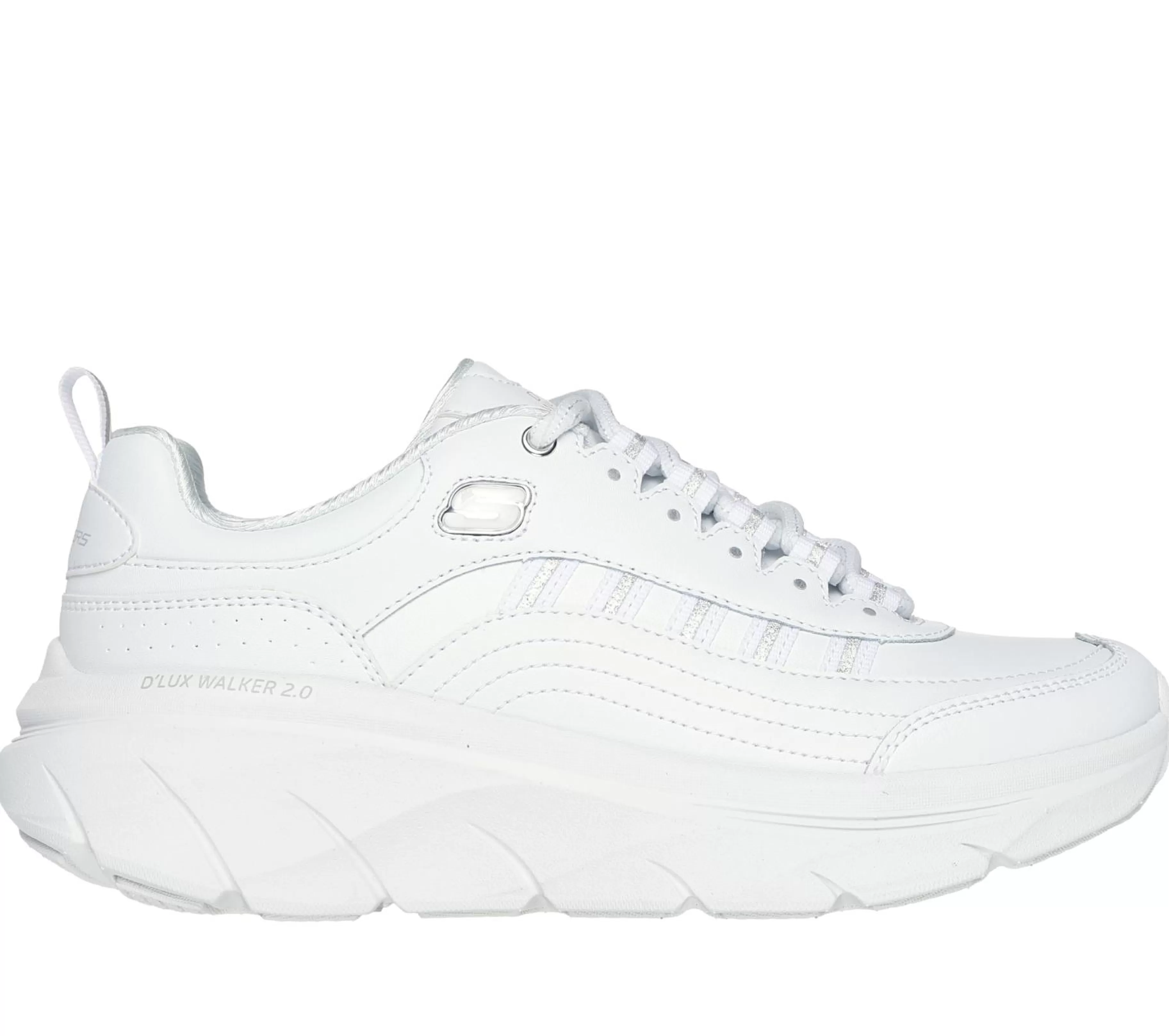 Com Atacadores | Sapatilhas | SKECHERS Relaxed Fit: D'Lux Walker 2.0 - Golden Step BRANCO / PRATEADO