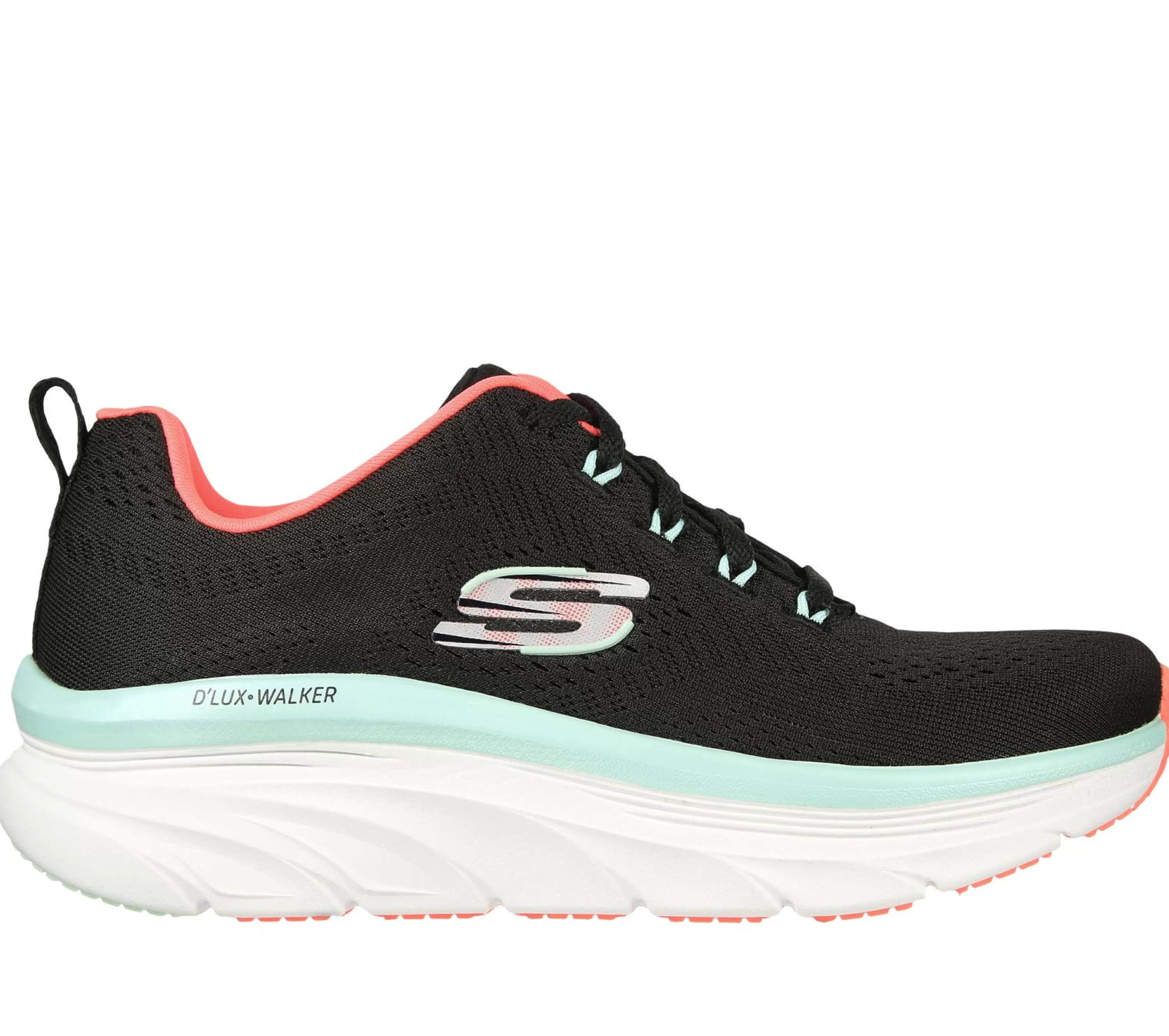 Com Atacadores | Sapatilhas | SKECHERS Relaxed Fit: D'Lux Walker - Fresh Finesse PRETO / MENTA