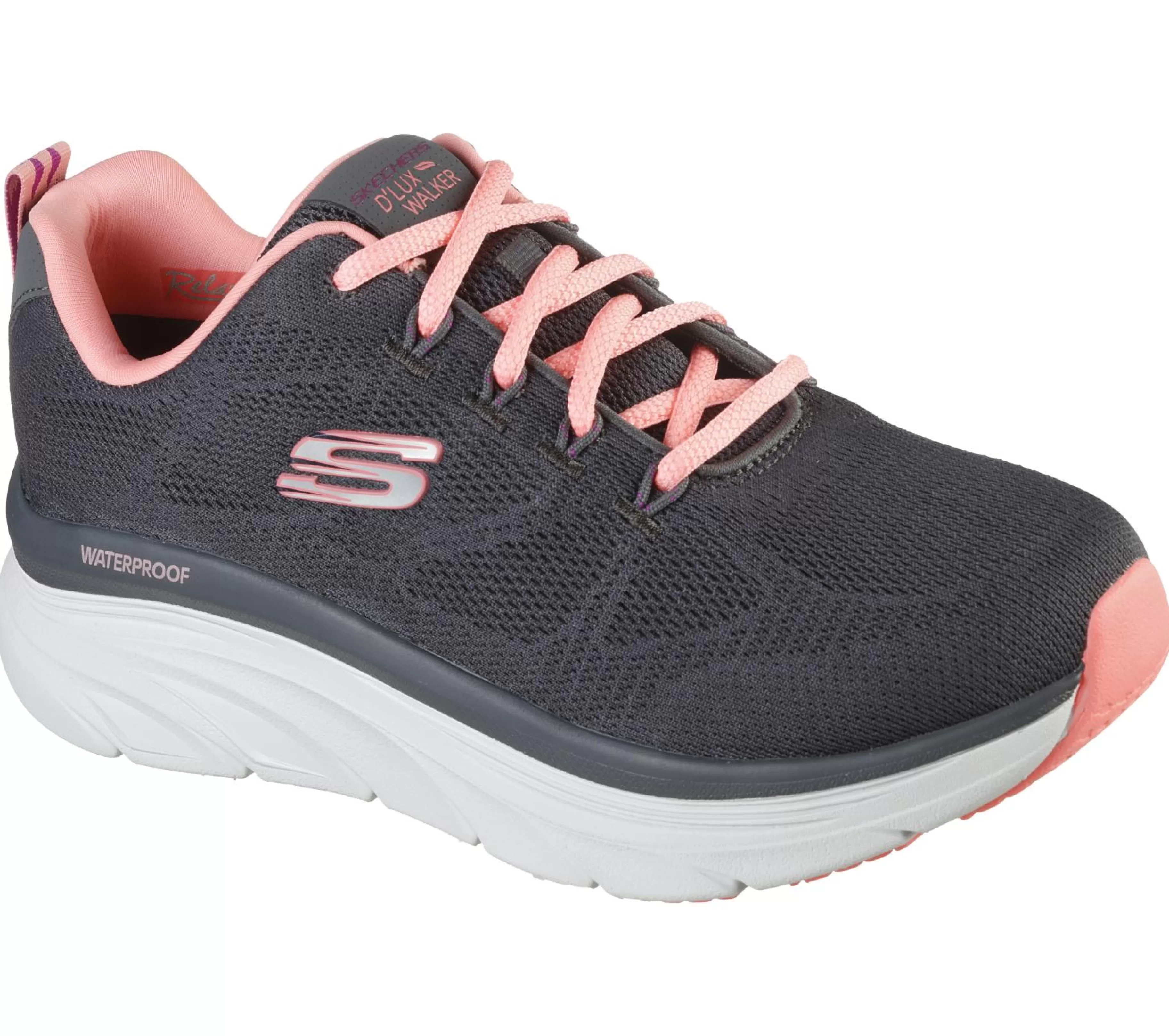 Com Atacadores | Sapatilhas | SKECHERS Relaxed Fit: D'Lux Walker - Get Oasis CARVÃO / CORAL