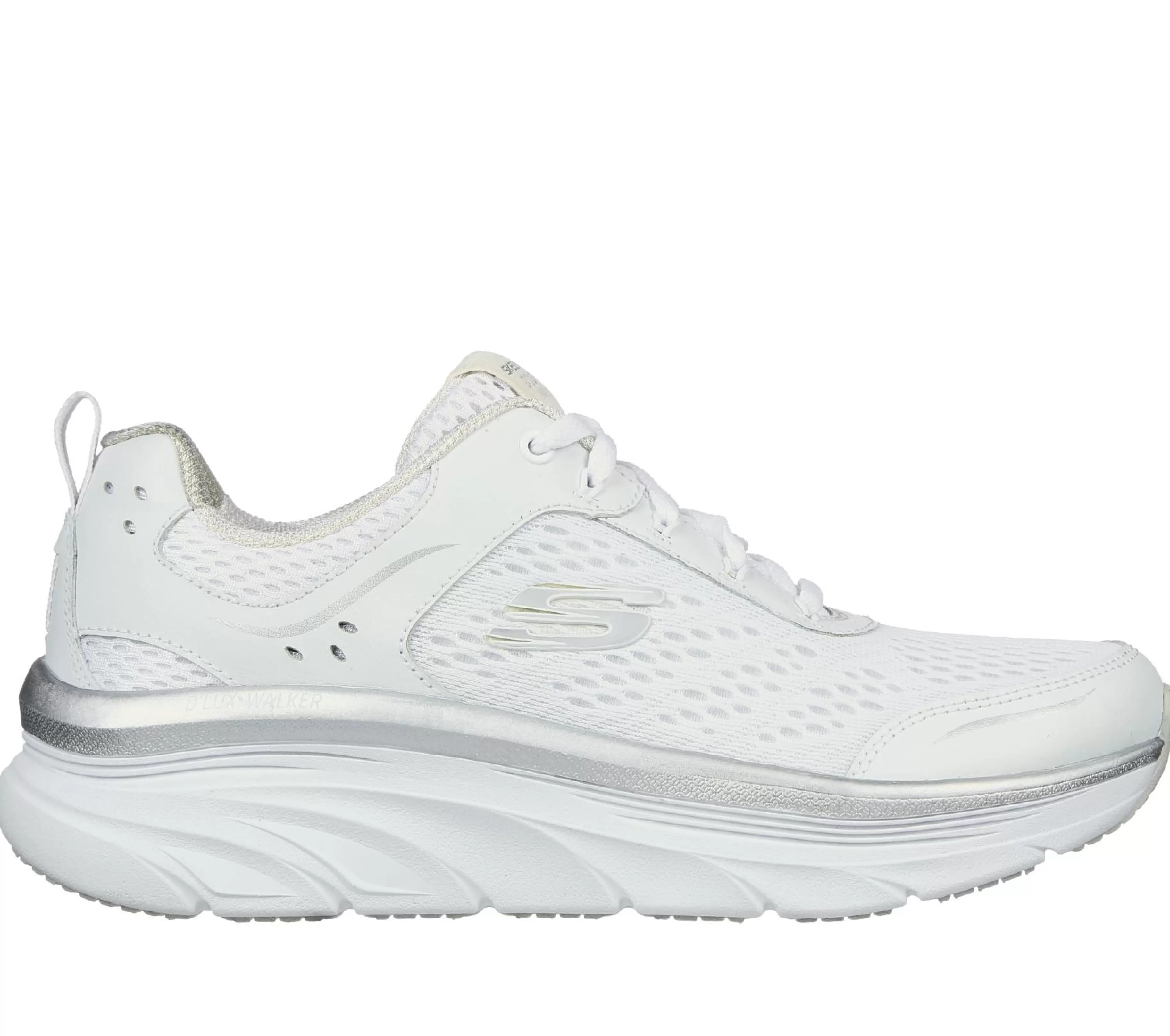 Com Atacadores | Sapatilhas | SKECHERS Relaxed Fit: D'Lux Walker - Infinite Motion BRANCO / PRATEADO