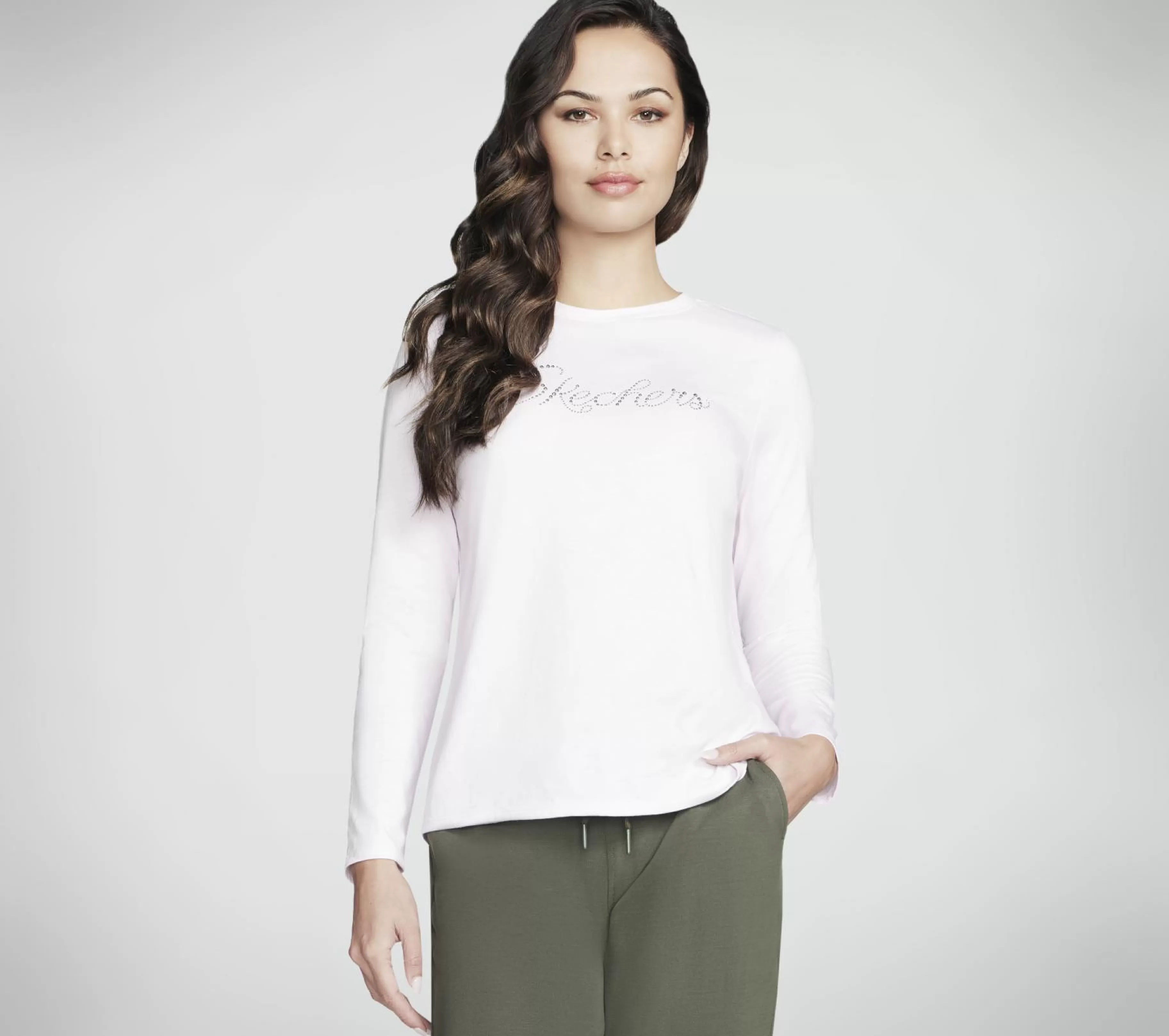 Partes De Cima | Partes De Cima | SKECHERS Rhinestone Queen Long Sleeve Tee LAVANDA / ROSA