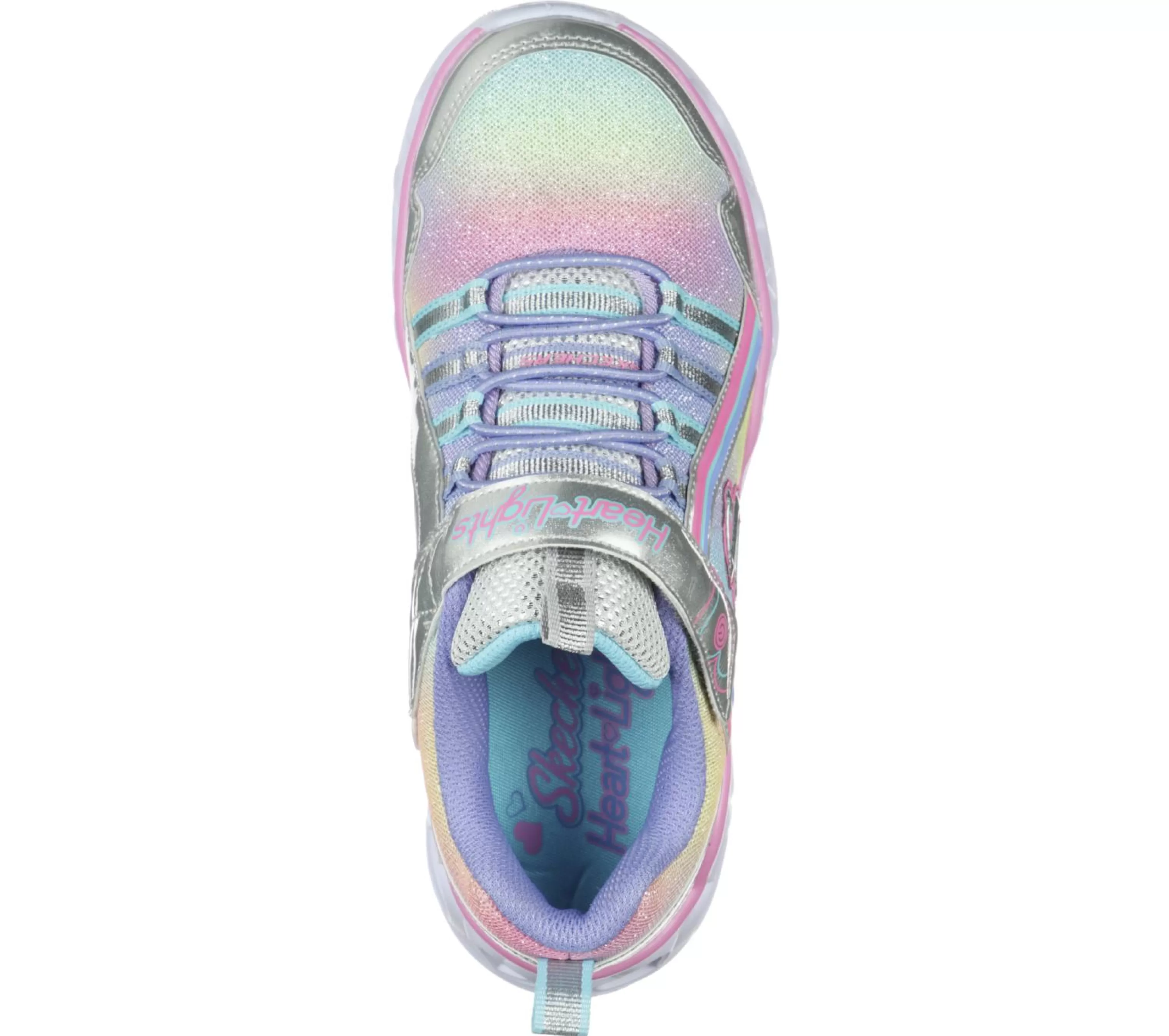 Luzes | Sapatilhas | SKECHERS S Lights: Heart Lights - Rainbow Lux PRATEADO / MULTICOR