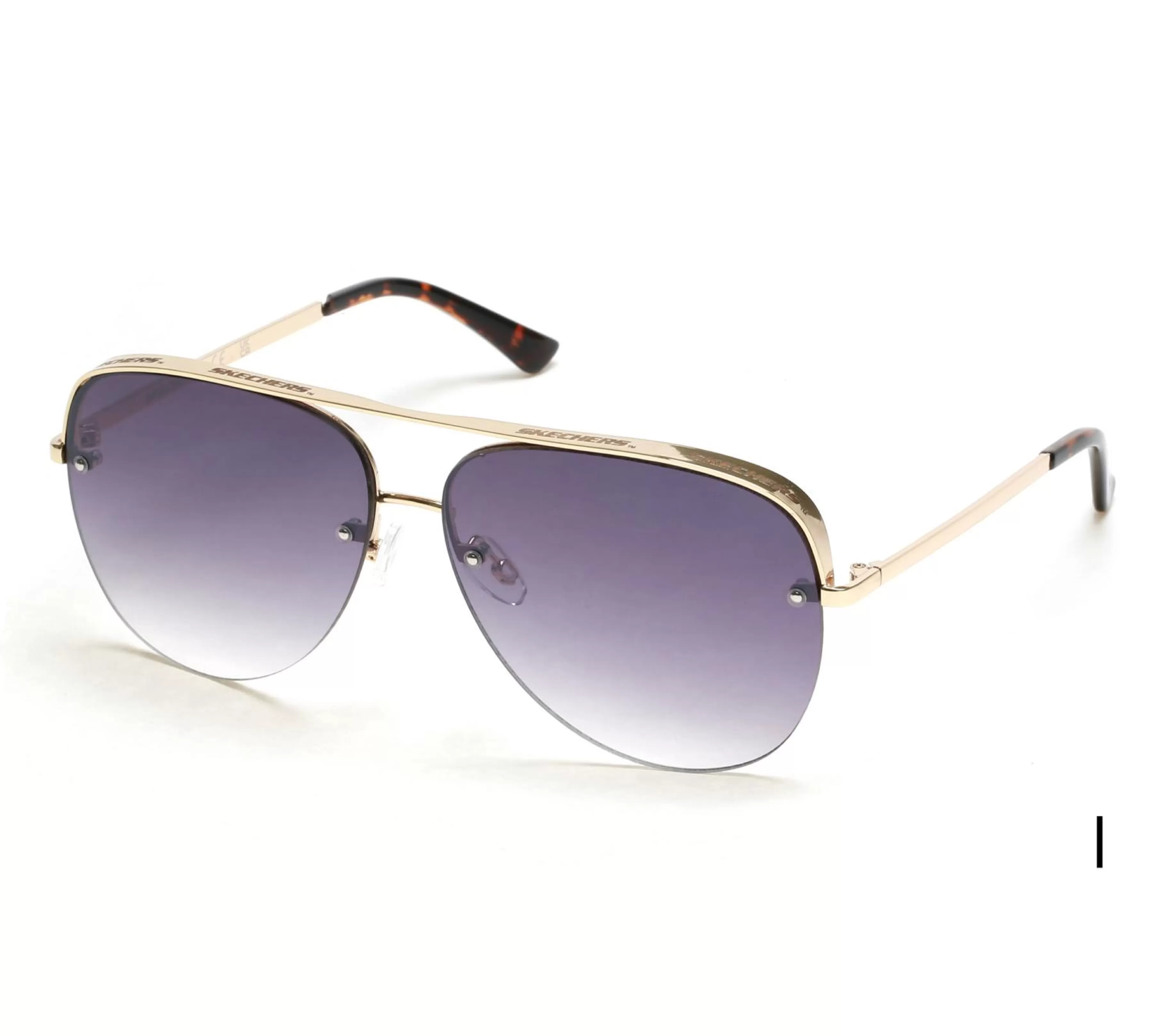 Óculos De Sol | SKECHERS Semi-Rimless Metal Aviator CLARO DOURADO