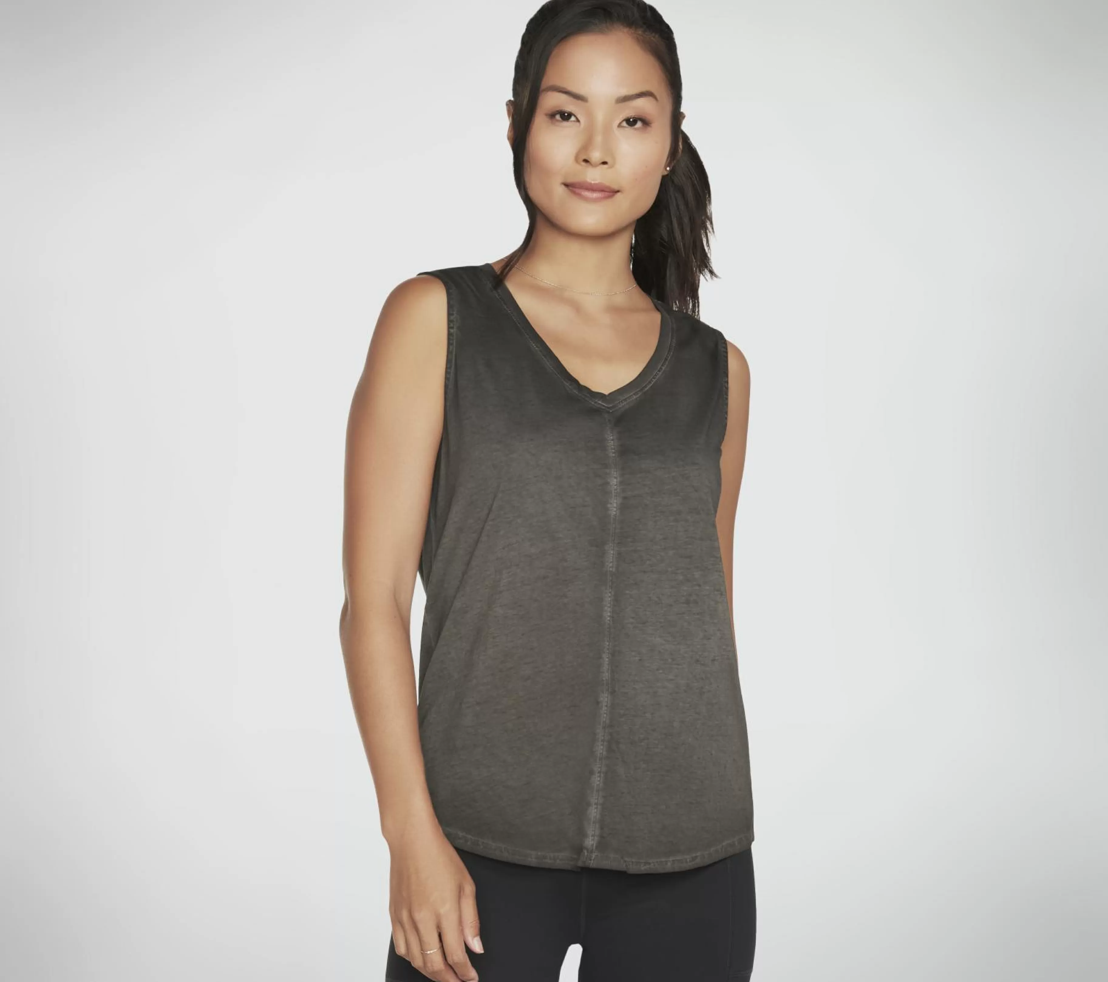 Partes De Cima | Partes De Cima | SKECHERS Diamond Wash Hatha V-neck Tank PRETO