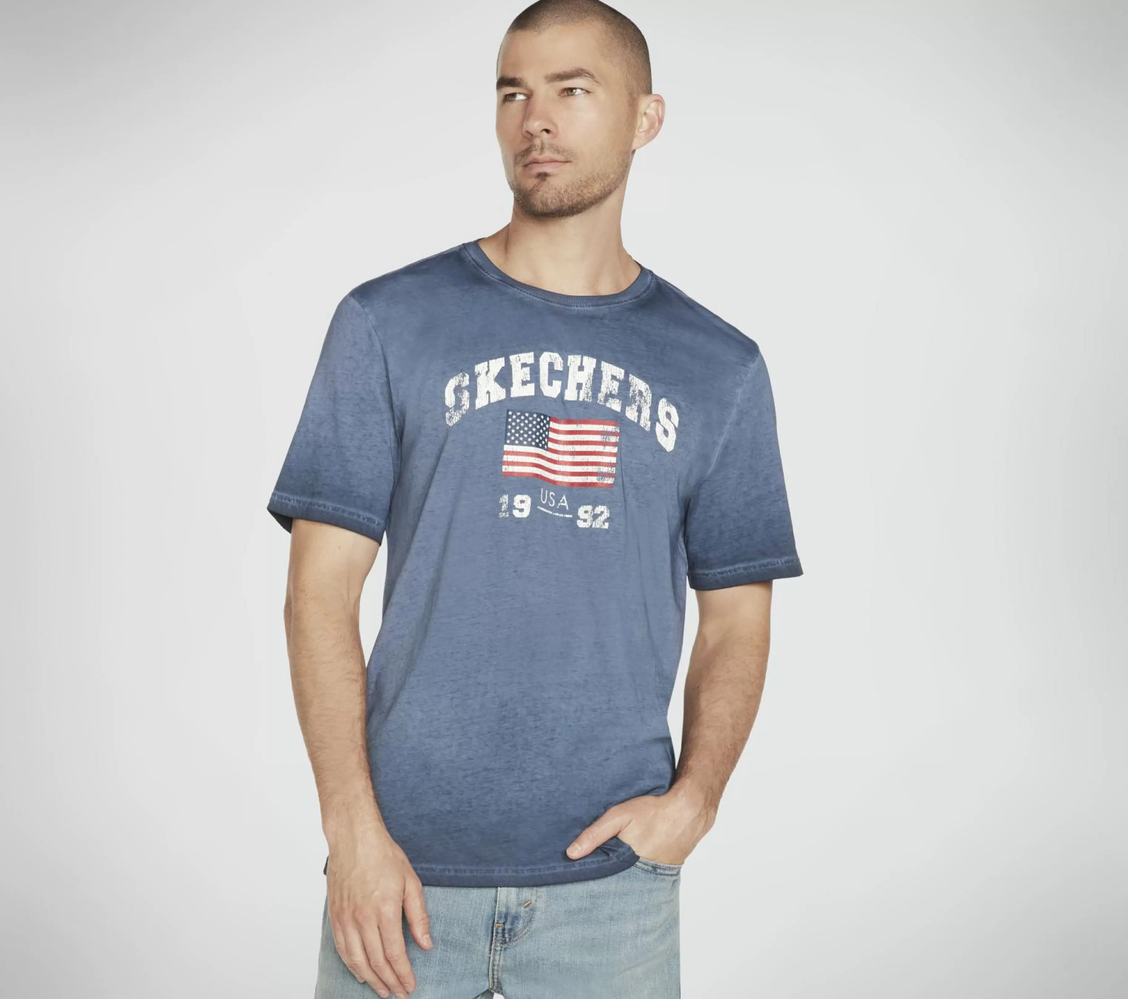 Partes De Cima | Partes De Cima | SKECHERS Skech-Dye Americana 92 Tee Shirt NAVY