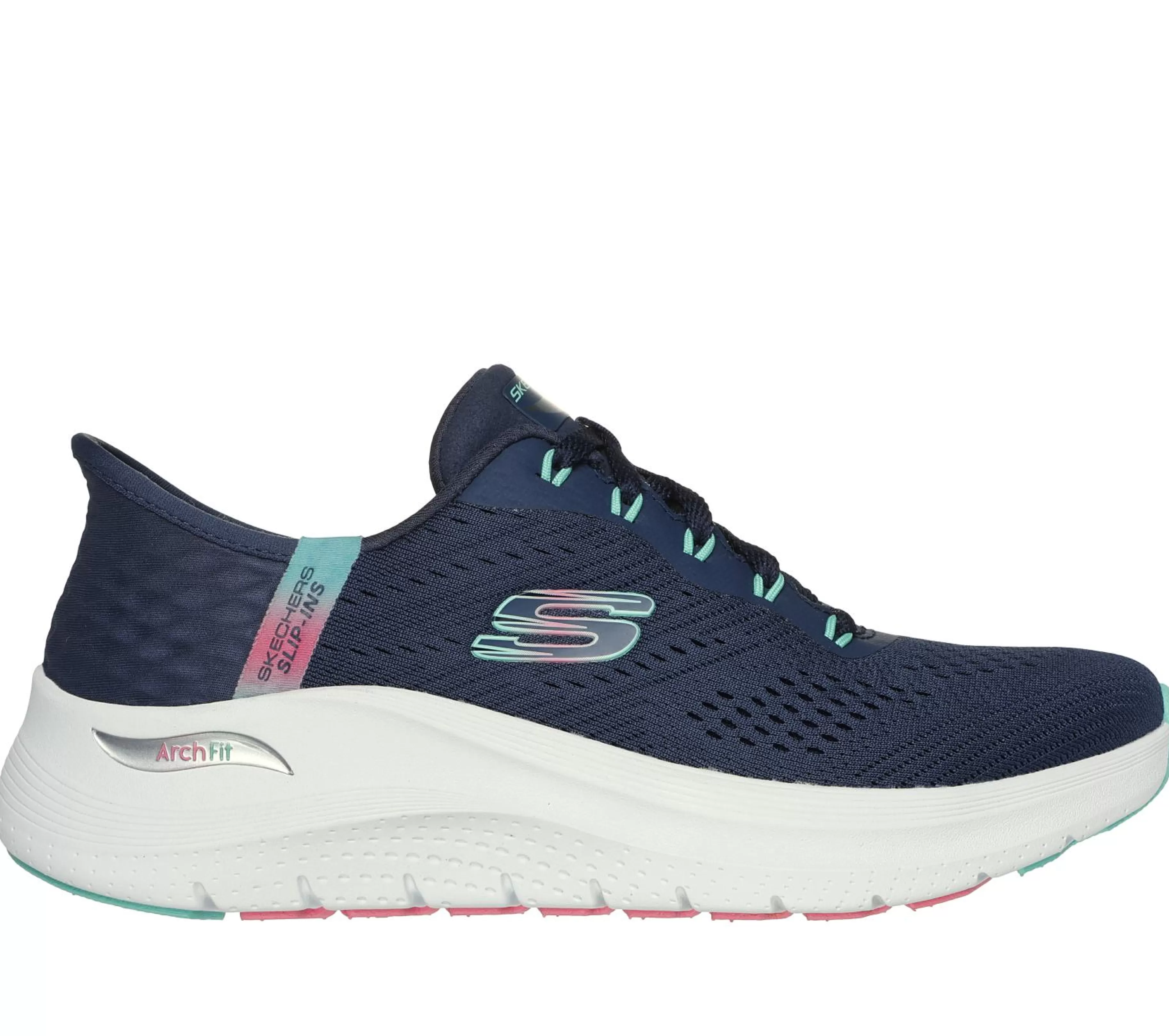 Com Atacadores | Calçado Sem Atacadores | SKECHERS Slip-ins: Arch Fit 2.0 - Easy Chic NAVY / TURQUESA