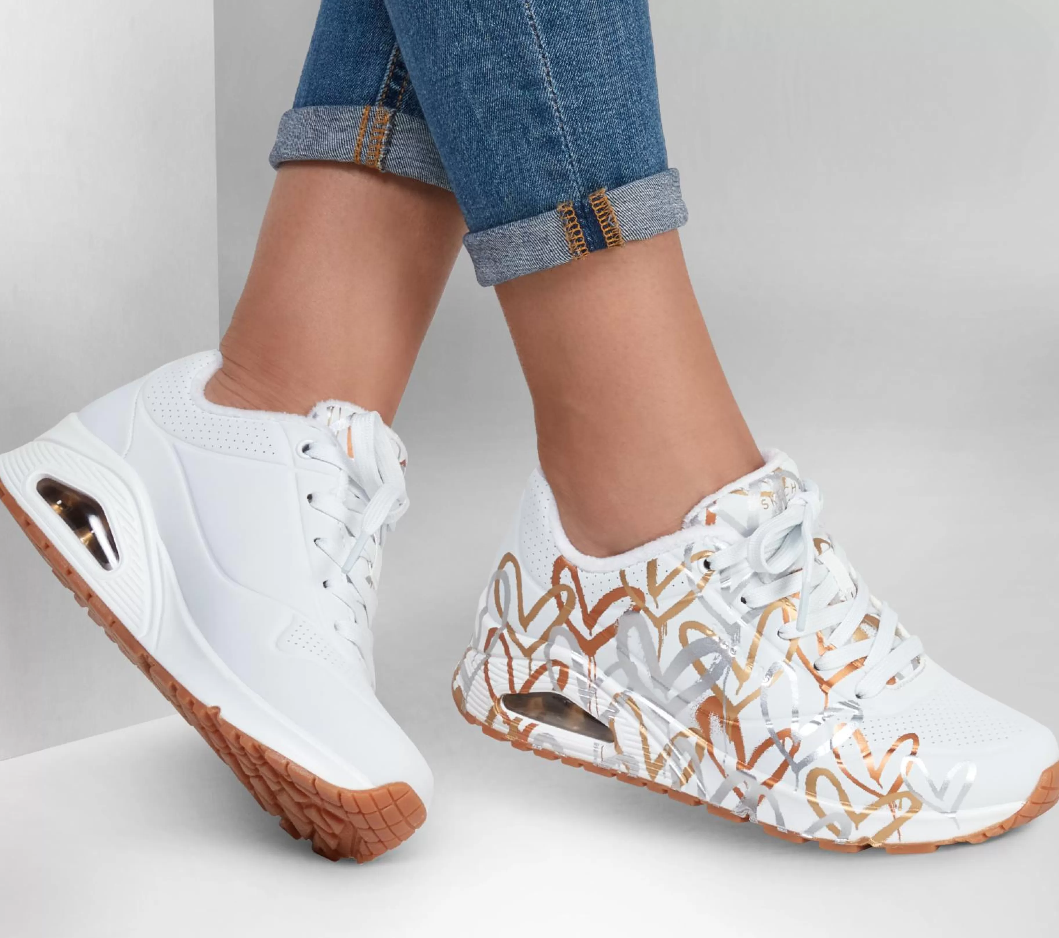 Sapatilhas Casuais | Sapatilhas | SKECHERS X JGoldcrown: Uno - Metallic Love BRANCO / DOURADO