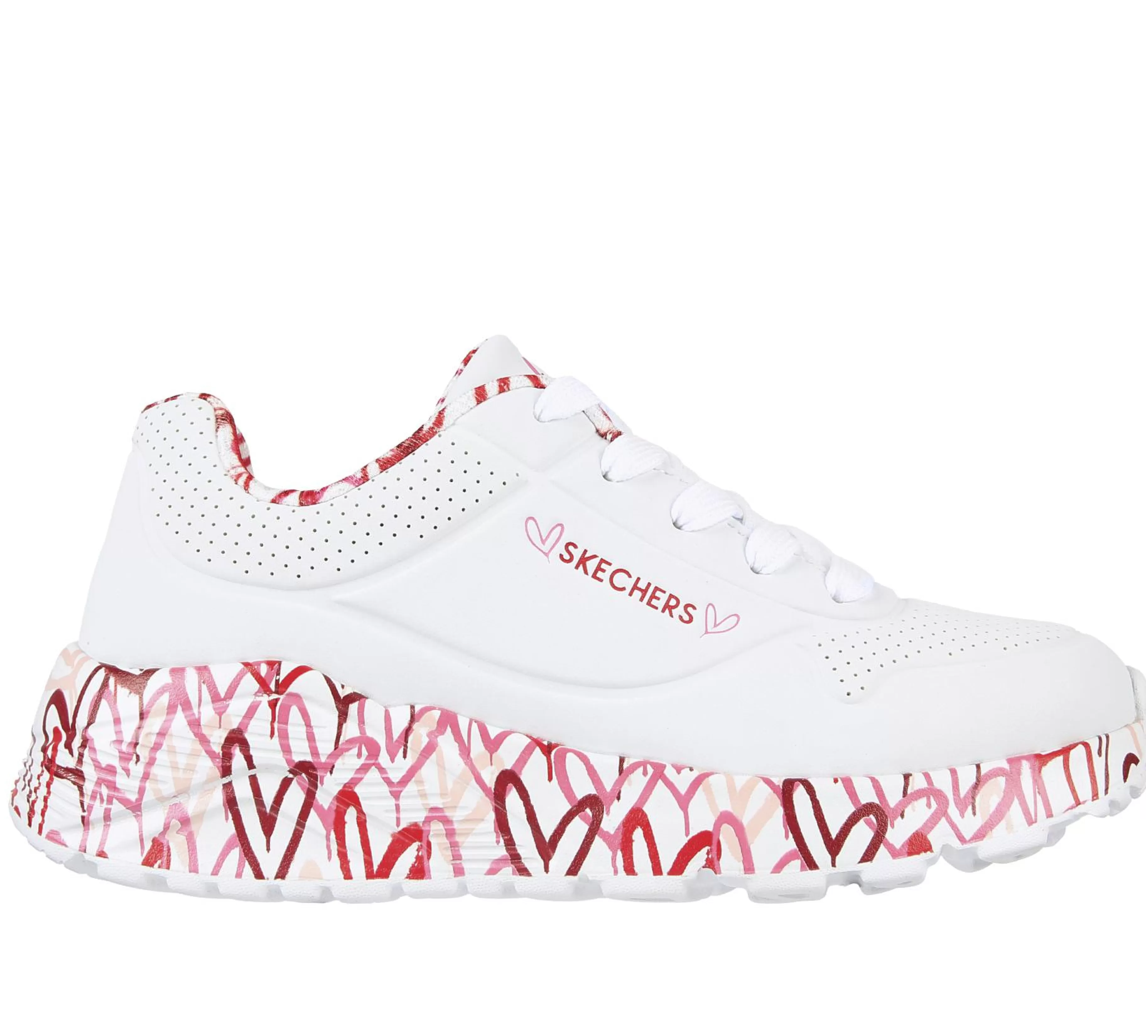 Com Atacadores | Sapatilhas | SKECHERS X JGoldcrown: Uno Lite - Lovely Luv BRANCO / VERMELHO