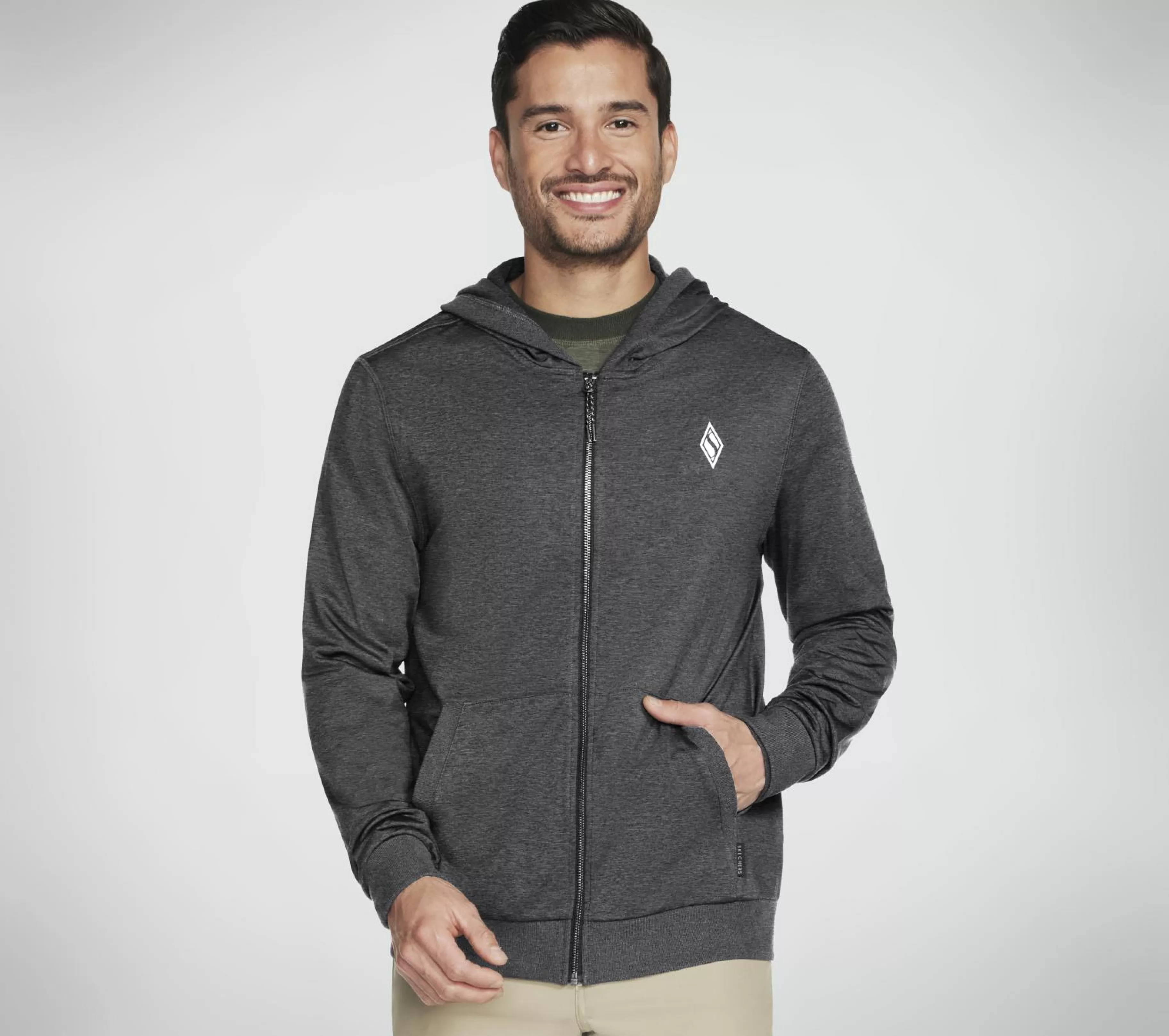 Partes De Cima | Partes De Cima | SKECHERS SKECH-KNITS ULTRA GO Full Zip Hoodie CARVÃO