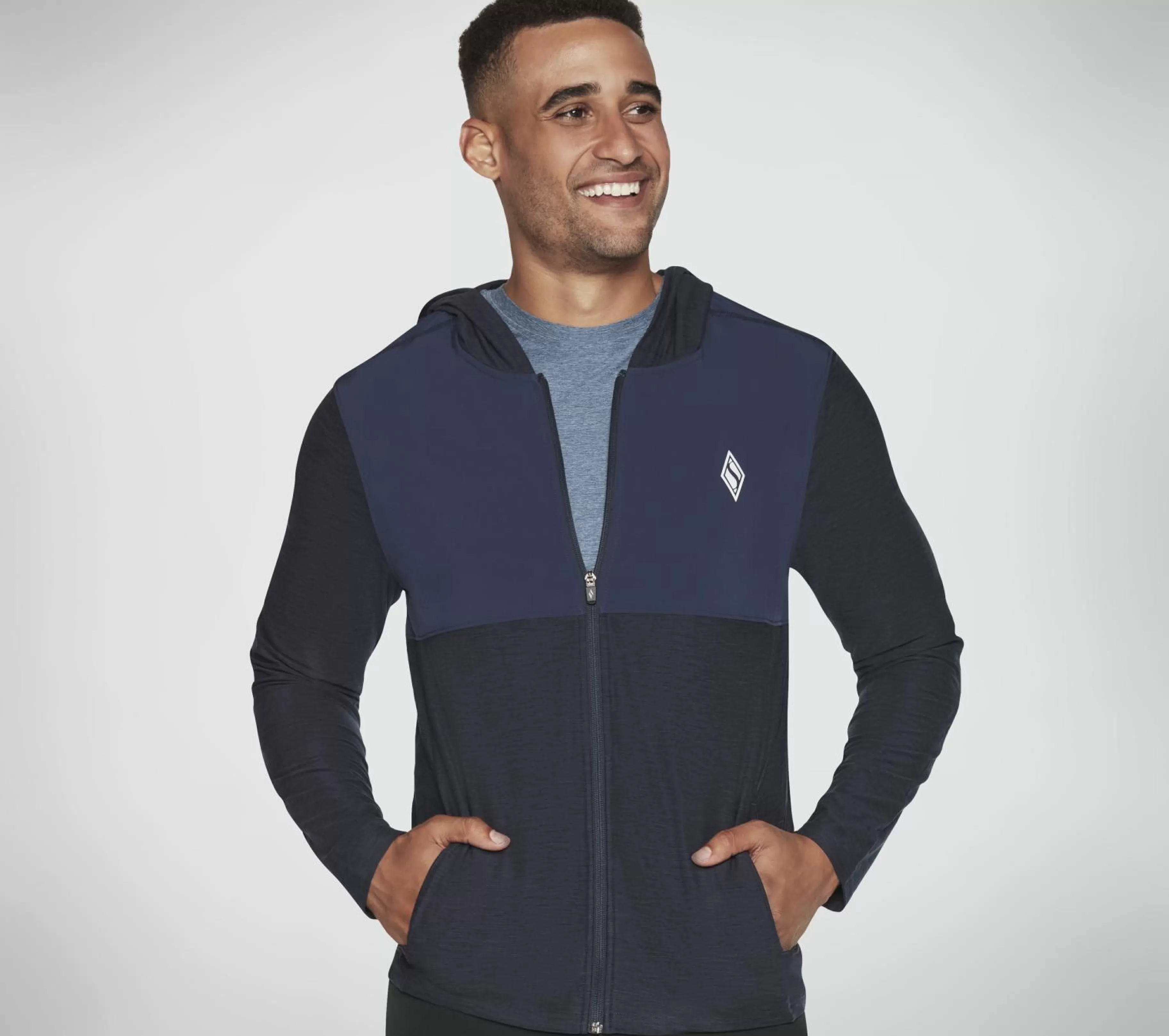 Partes De Cima | Partes De Cima | SKECHERS SKECH-KNITS ULTRA GO Lite Full Zip Hoodie NAVY