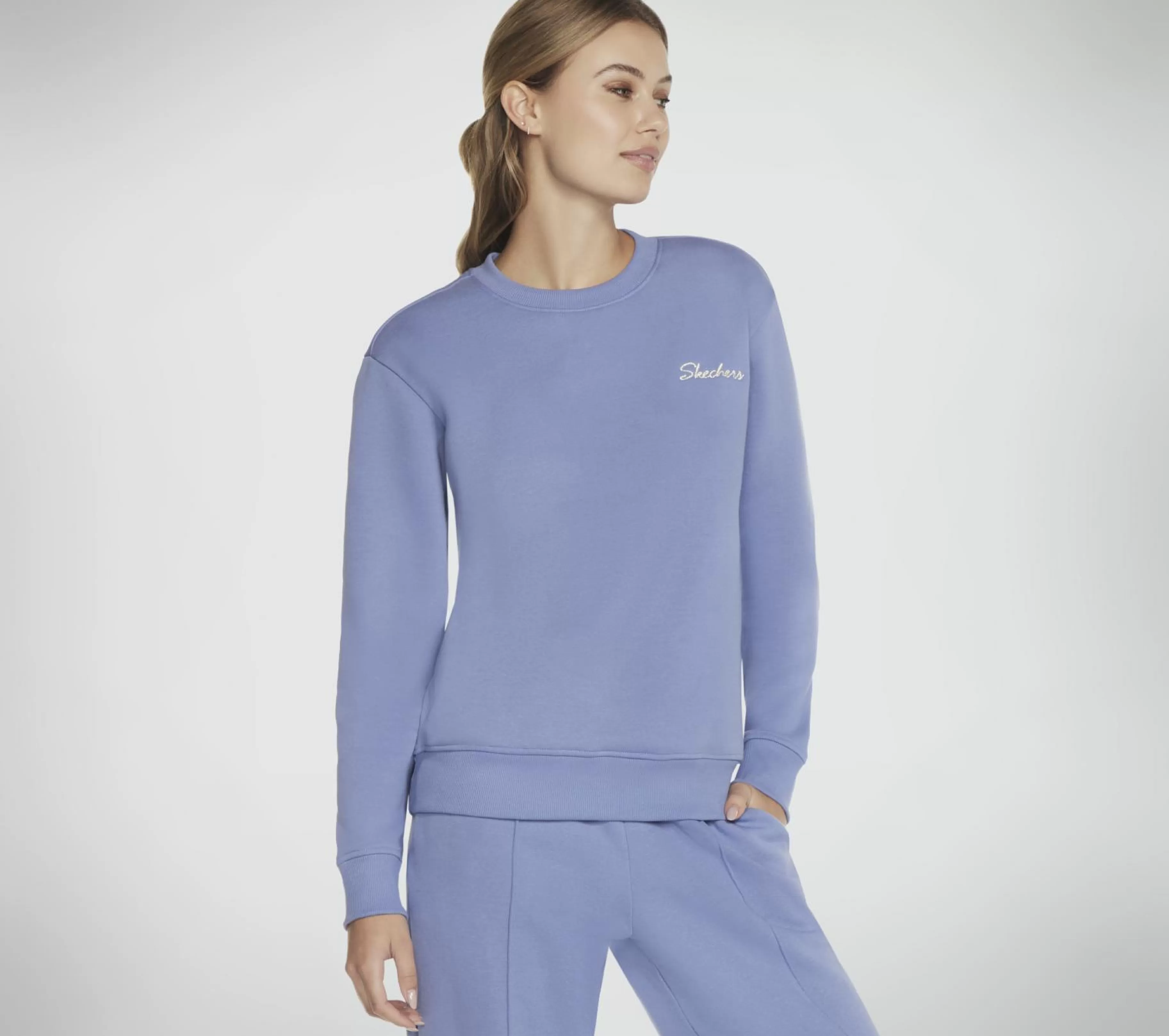 Partes De Cima | Partes De Cima | SKECHERS SKECH-SWEATS Signature Pullover Crew ROXO / PRATEADO