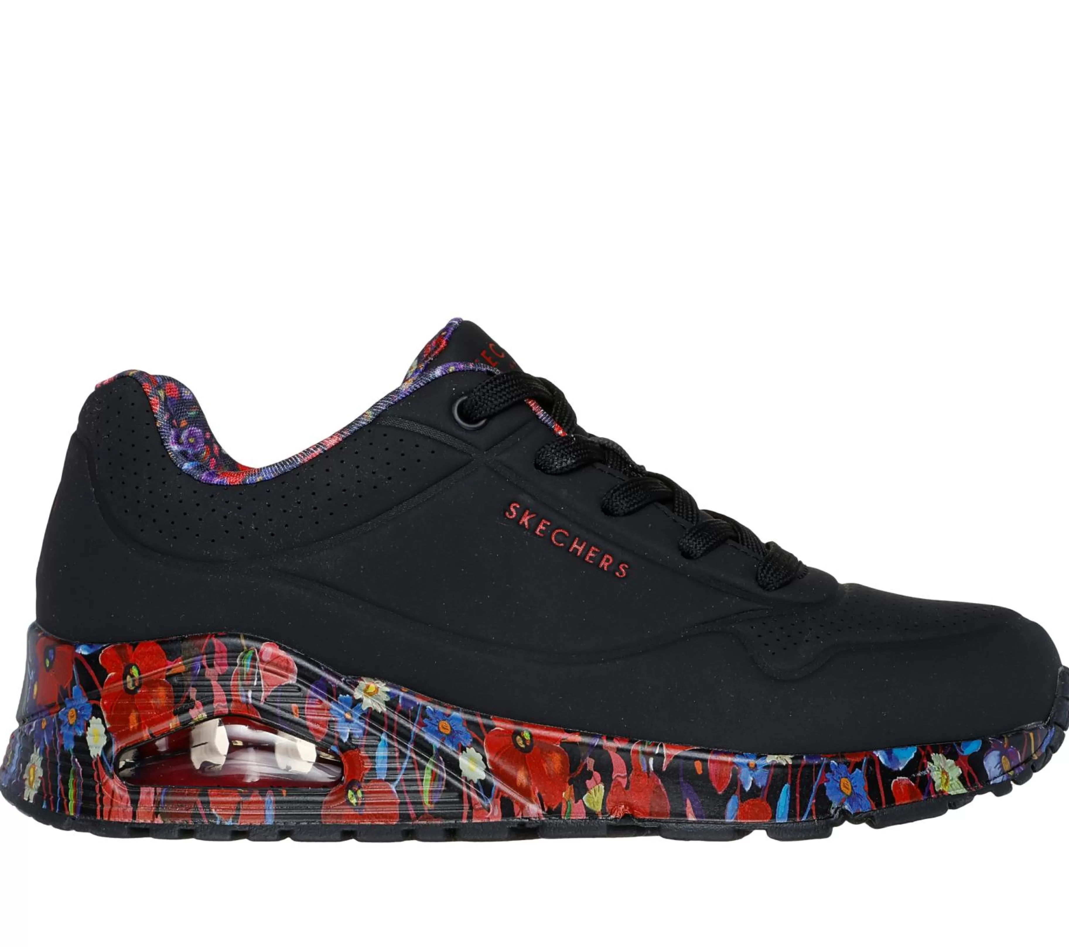 Com Atacadores | Sapatilhas Casuais | SKECHERS Uno - Majestic Garden PRETO / MULTICOR