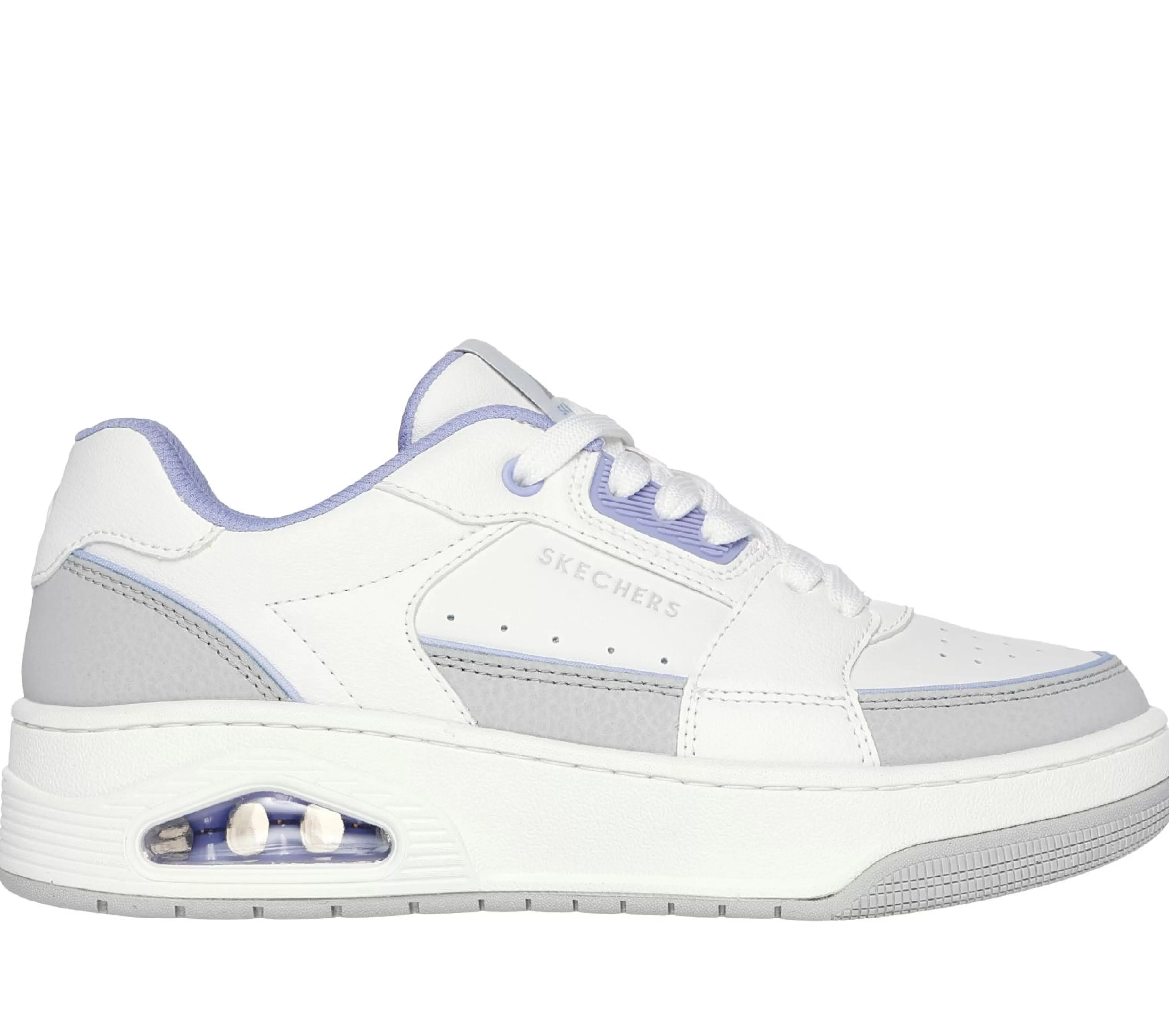 Com Atacadores | Sapatilhas Casuais | SKECHERS Uno Court - Courted Style BRANCO / LAVANDA